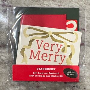 Starbucks Very Merry Gift Card Set with Red and Gold Accents